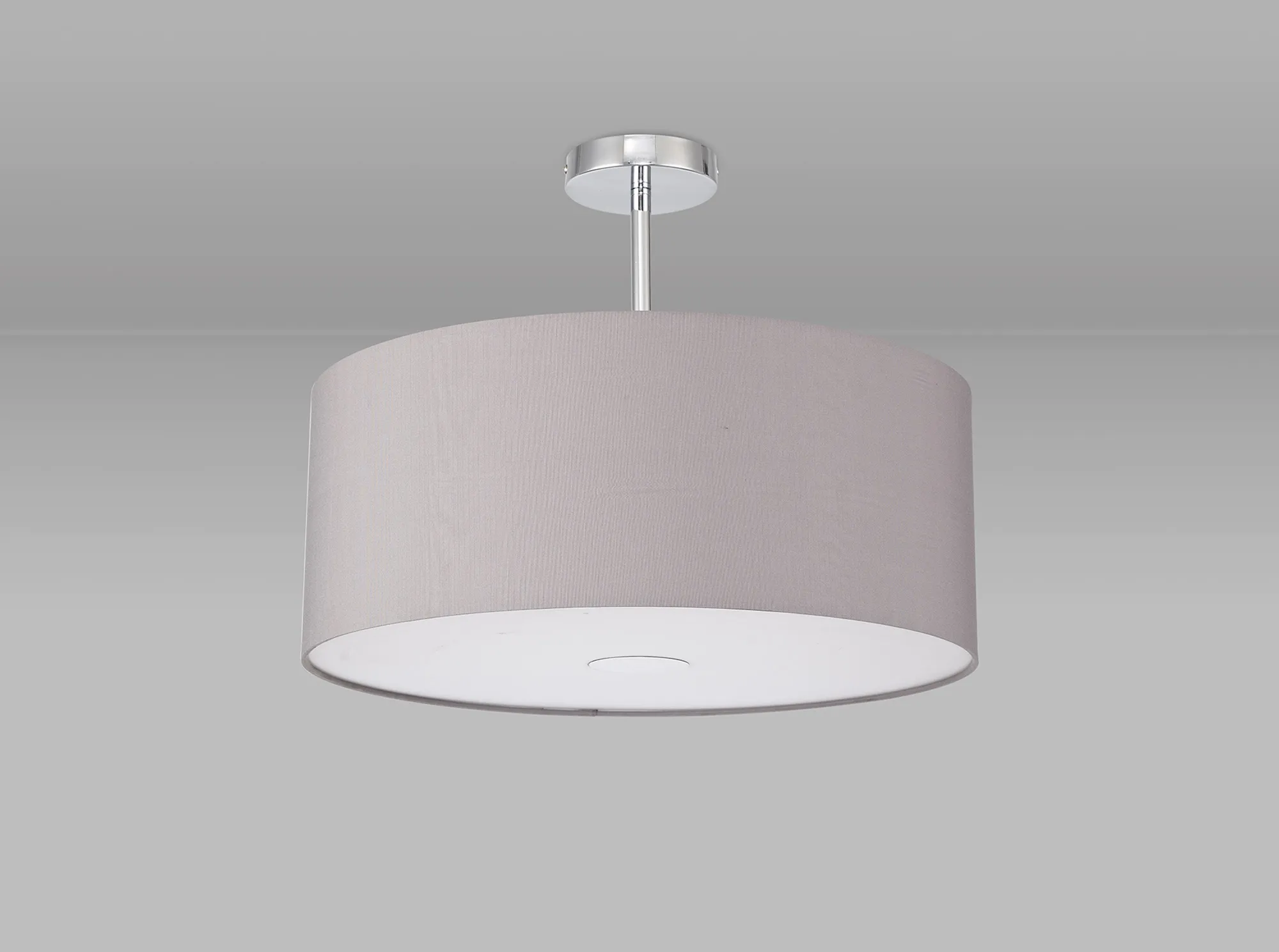 Baymont 50cm Semi Flush 1 Light Polished Chrome, Grey, Frosted Diffuser DK0110  Deco Baymont CH GR
